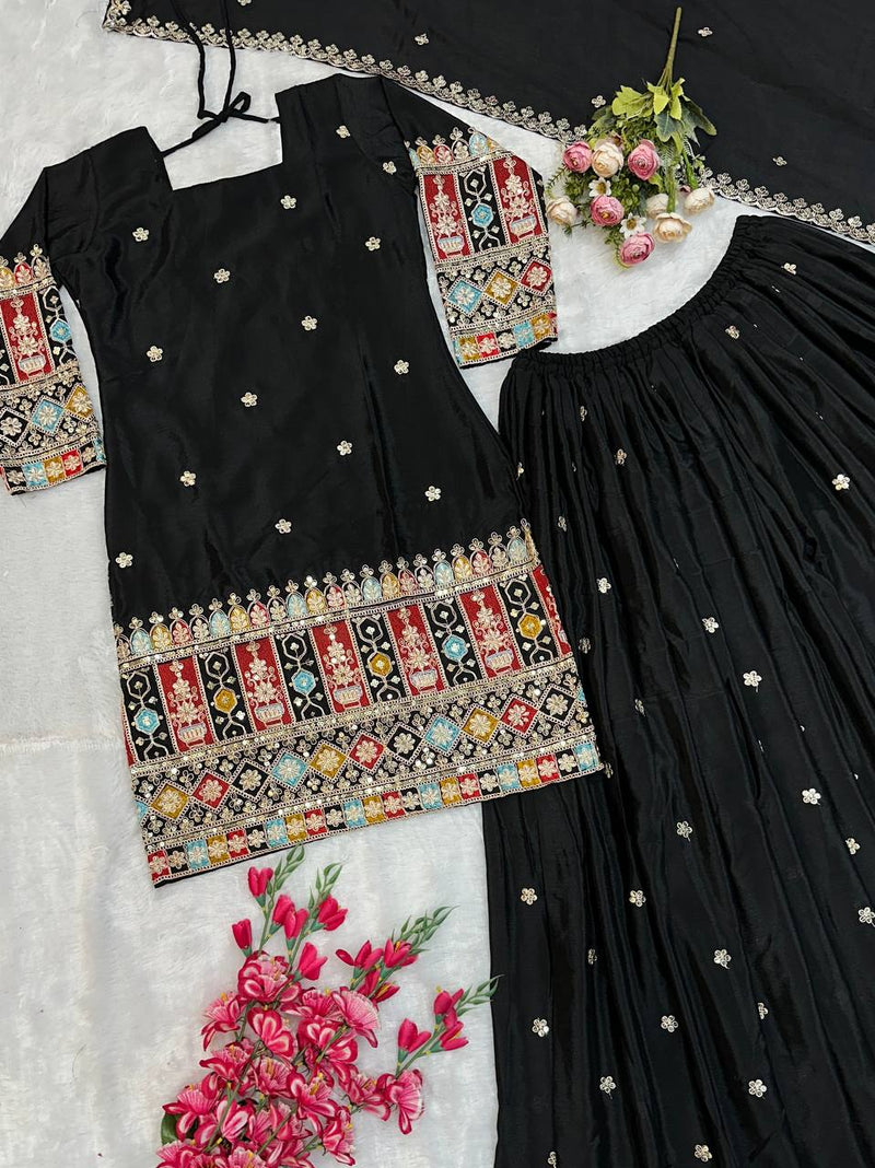 NEW DESIGNER PARTY WEAR TOP & PALAZZO SET WITH FANCY DUPATTA