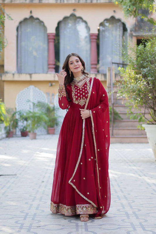 Shine in Style – Premium Sequins Embroidered Gown with Dupatta