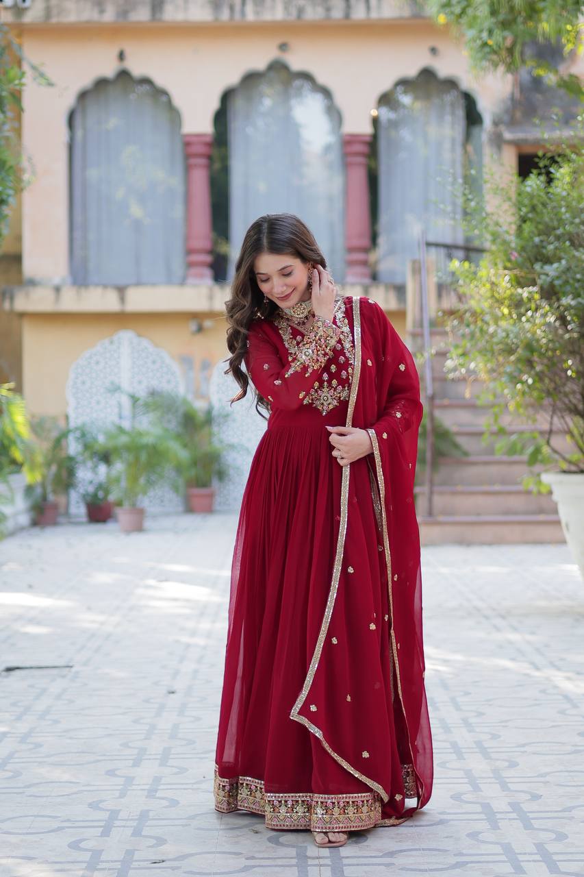 Shine in Style – Premium Sequins Embroidered Gown with Dupatta