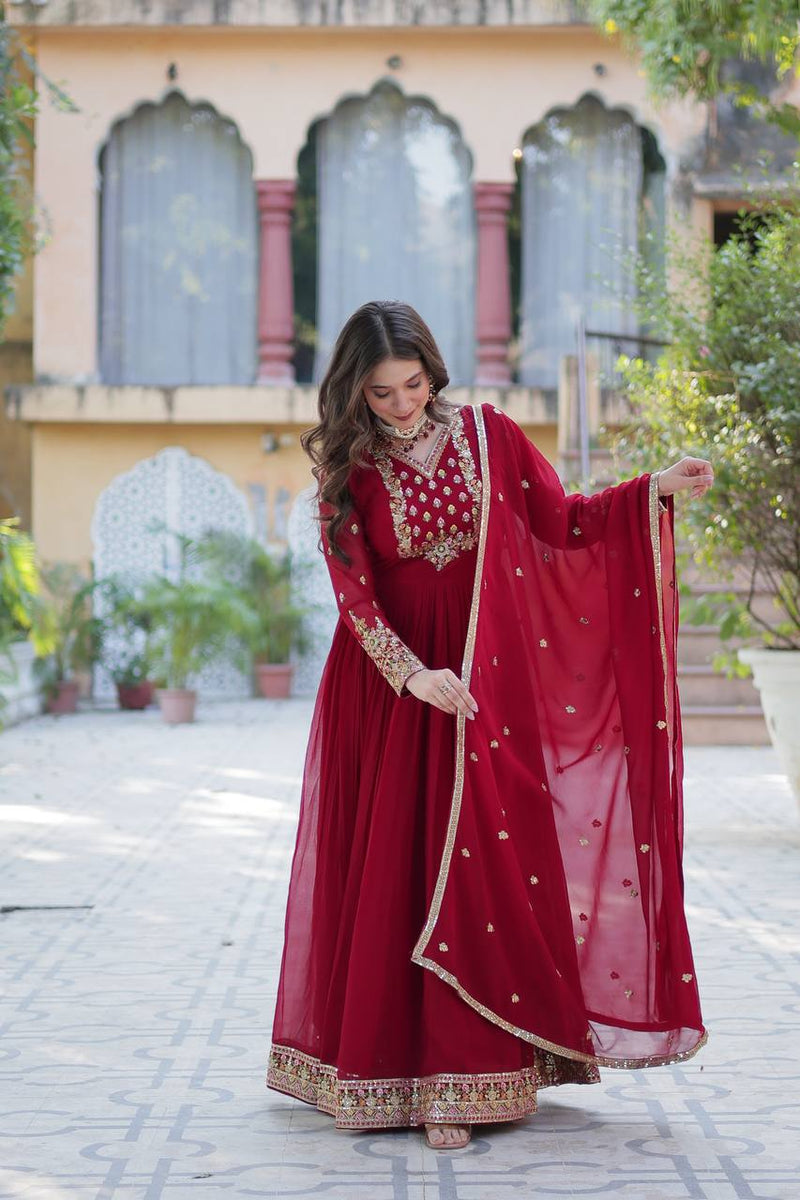 Shine in Style – Premium Sequins Embroidered Gown with Dupatta
