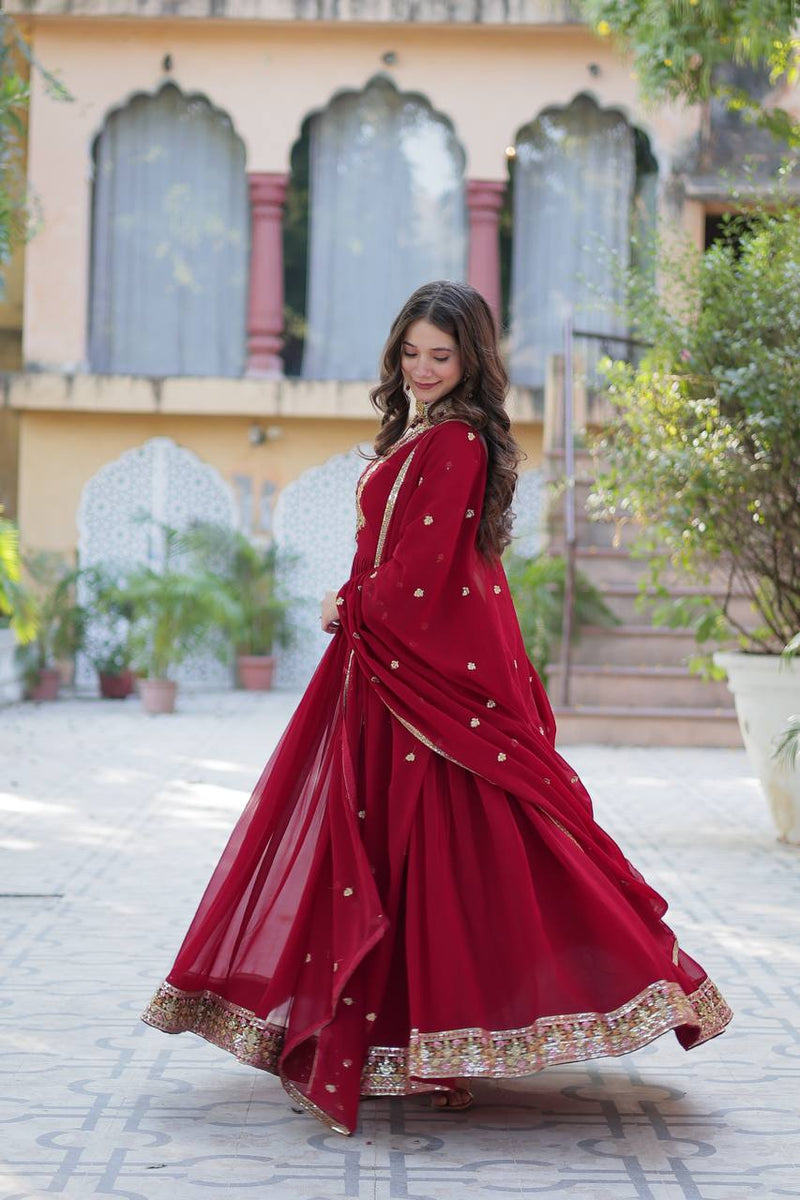 Shine in Style – Premium Sequins Embroidered Gown with Dupatta