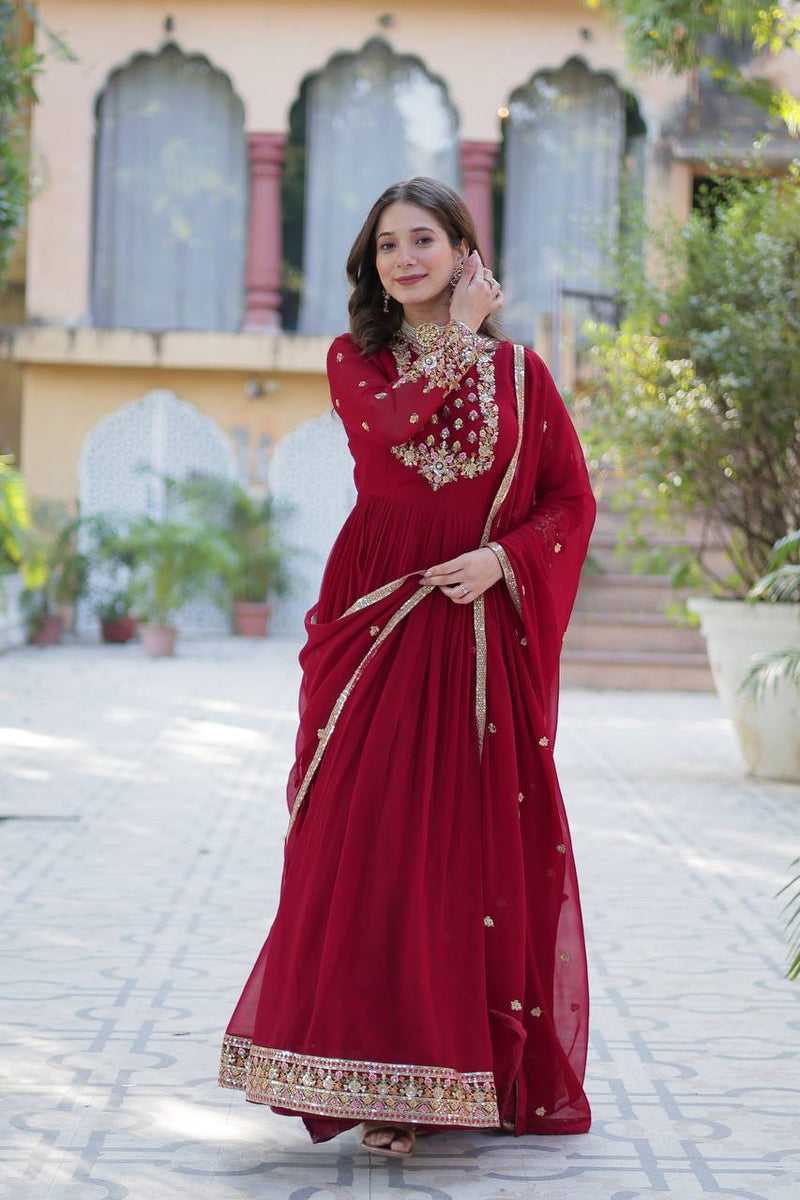 Shine in Style – Premium Sequins Embroidered Gown with Dupatta