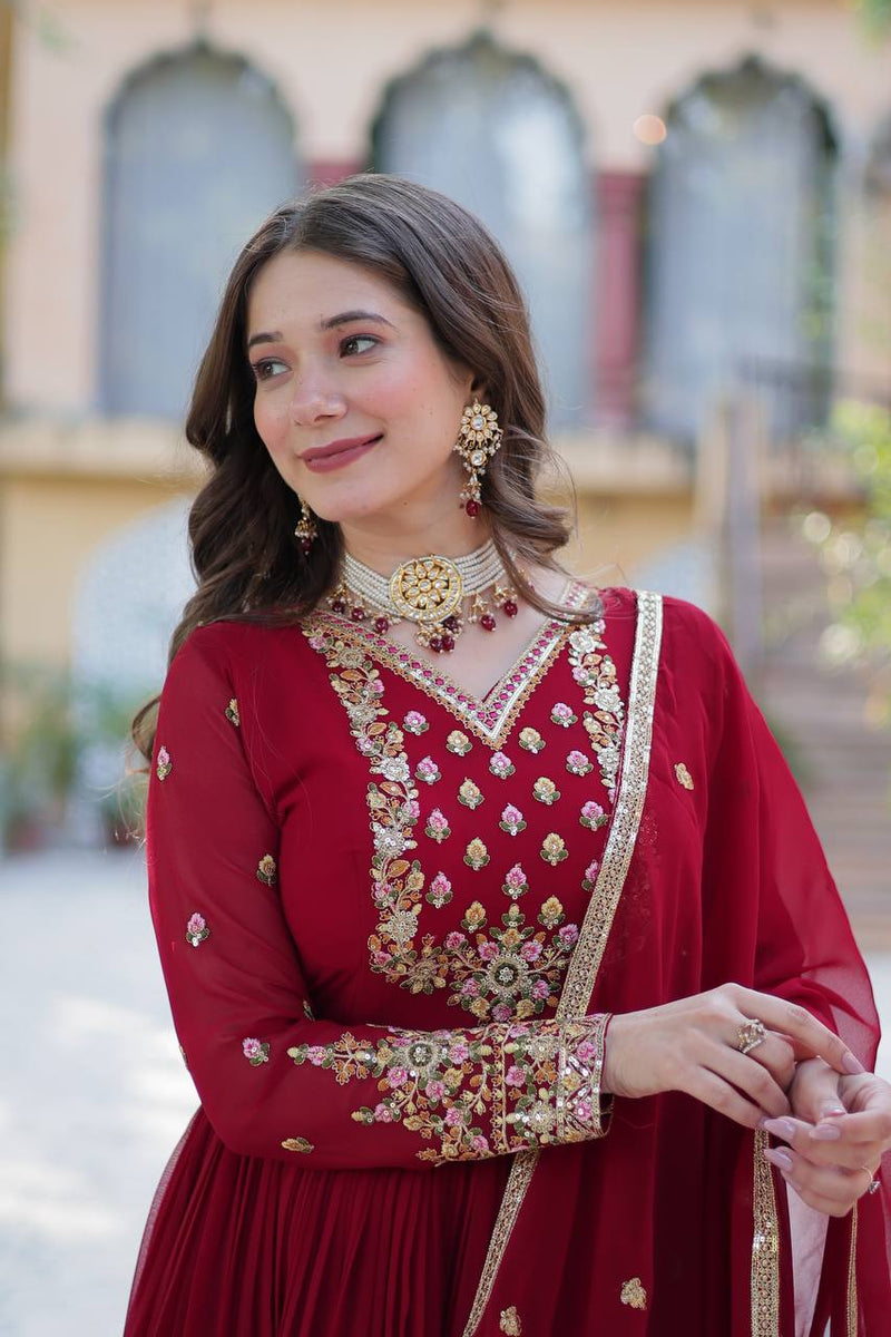Shine in Style – Premium Sequins Embroidered Gown with Dupatta