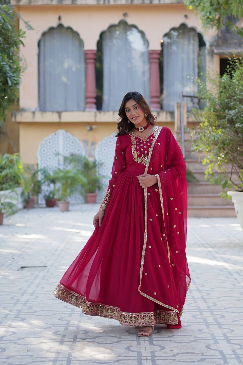 Shine in Style – Premium Sequins Embroidered Gown with Dupatta