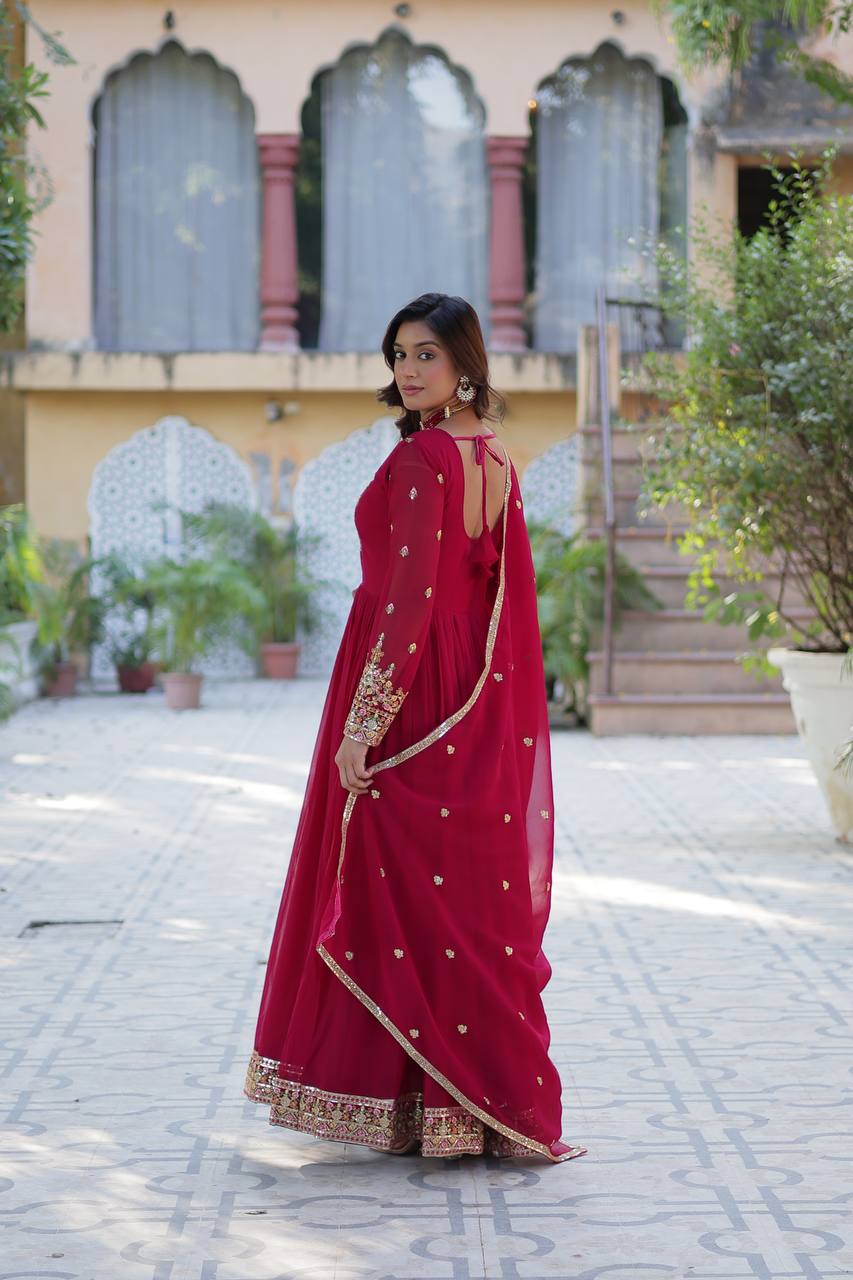 Shine in Style – Premium Sequins Embroidered Gown with Dupatta