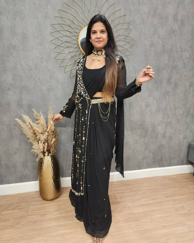 Wedding Season Special Fancy Party Wear Faux Georgette Lehenga Saree Set