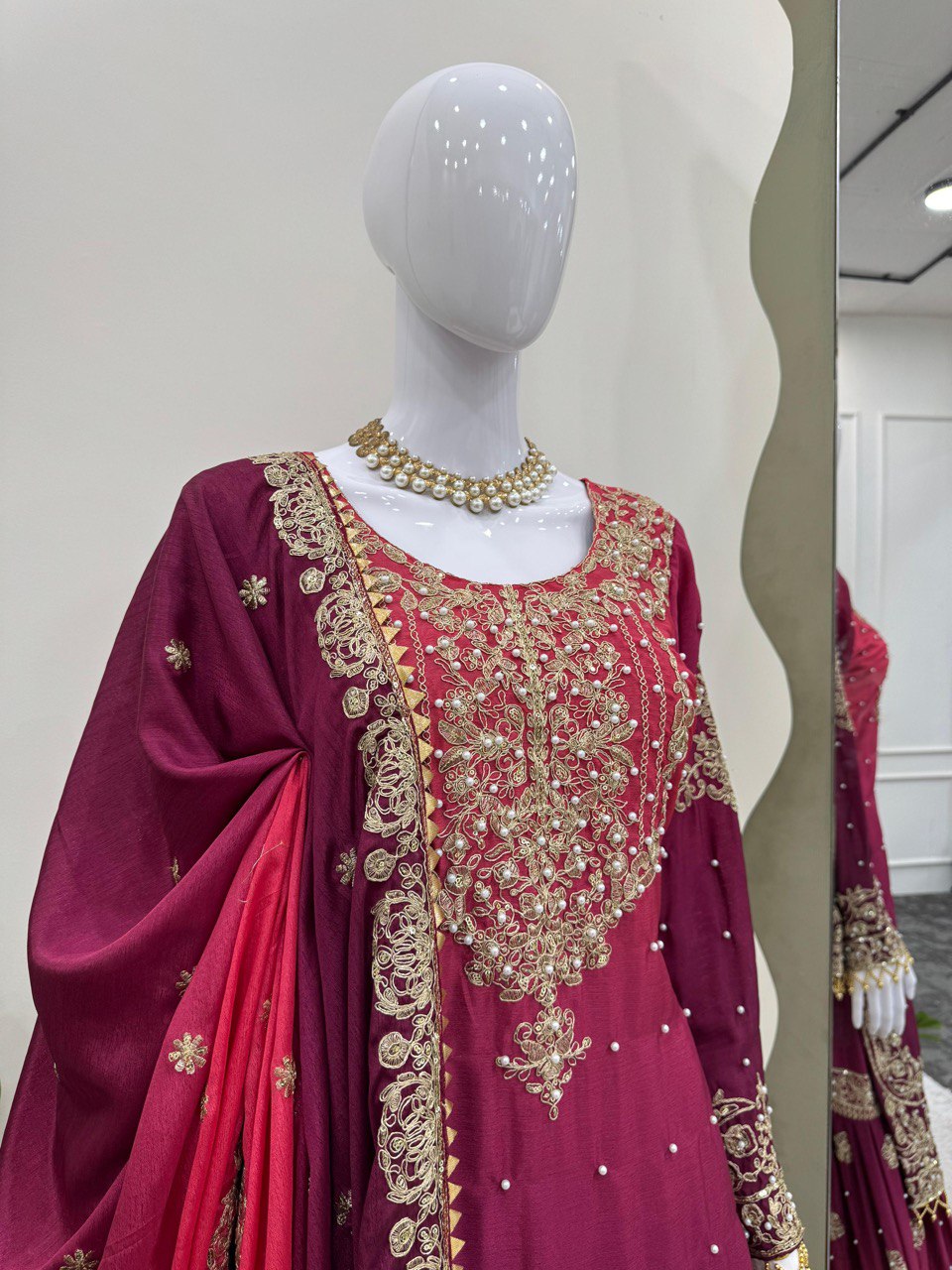 Elegant Heavy Chinon Designer Suit with Sharara & Dupatta