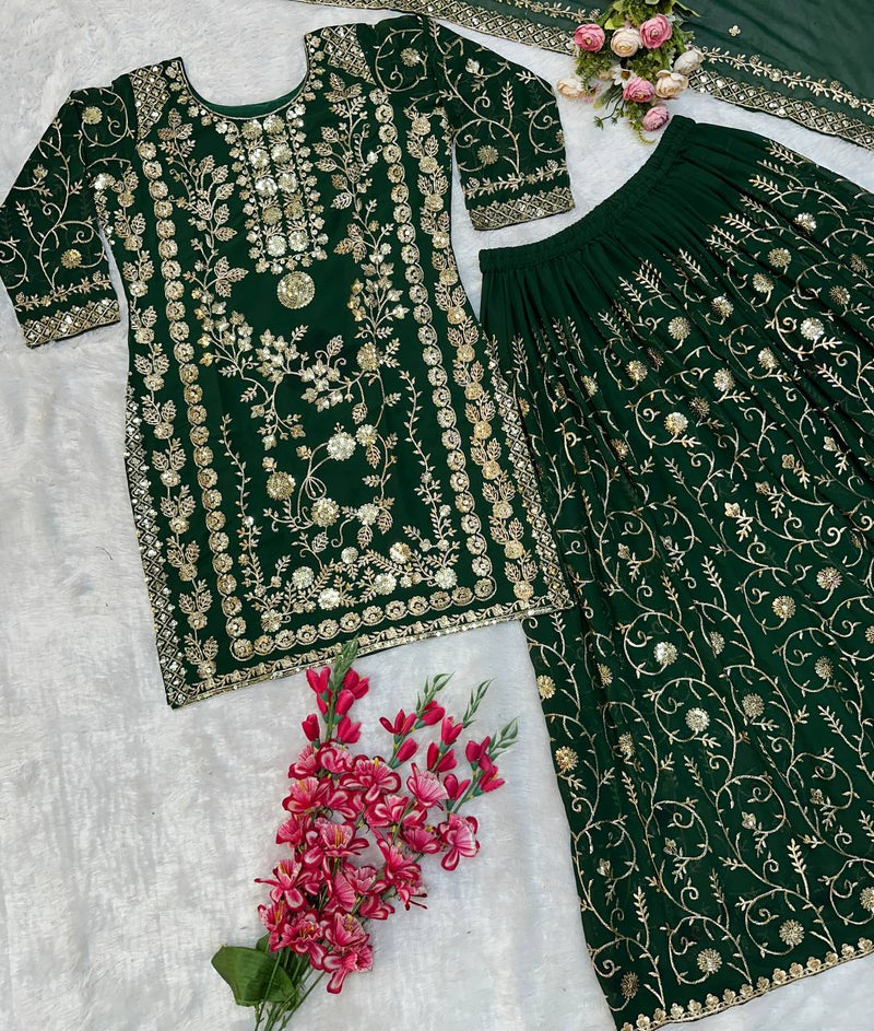 NEW DESIGNER PARTY WEAR TOP & PALAZZO SET WITH FANCY DUPATTA