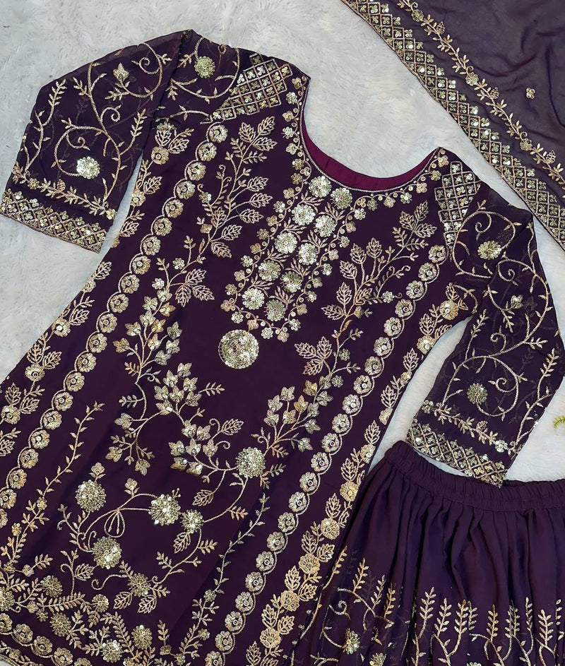 NEW DESIGNER PARTY WEAR TOP & PALAZZO SET WITH FANCY DUPATTA