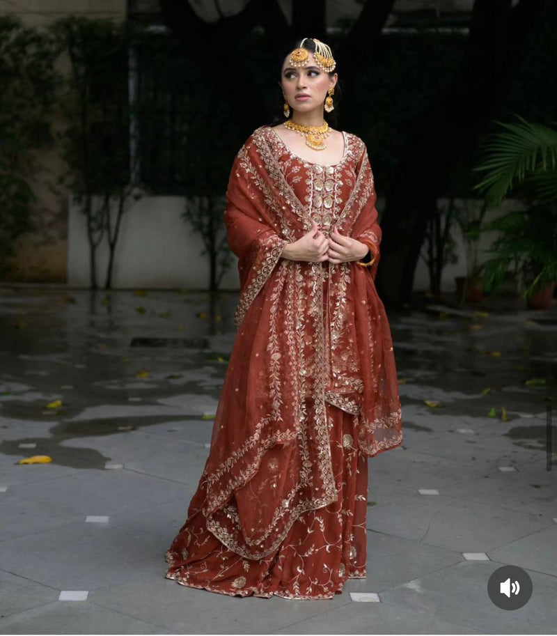 NEW DESIGNER PARTY WEAR TOP & PALAZZO SET WITH FANCY DUPATTA
