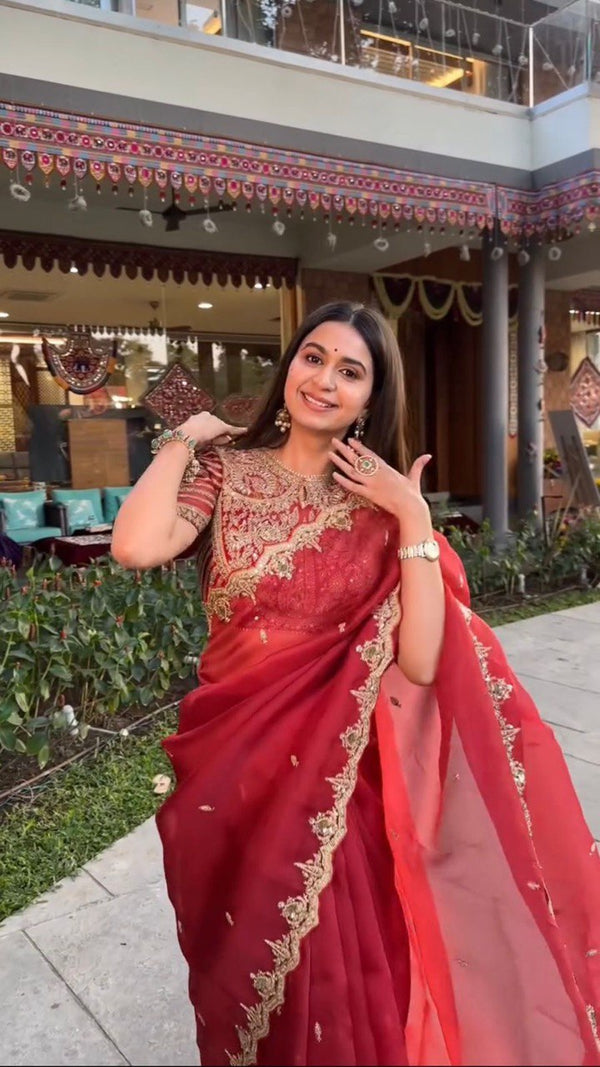 Designer Saree in Heavy Organza Silk
