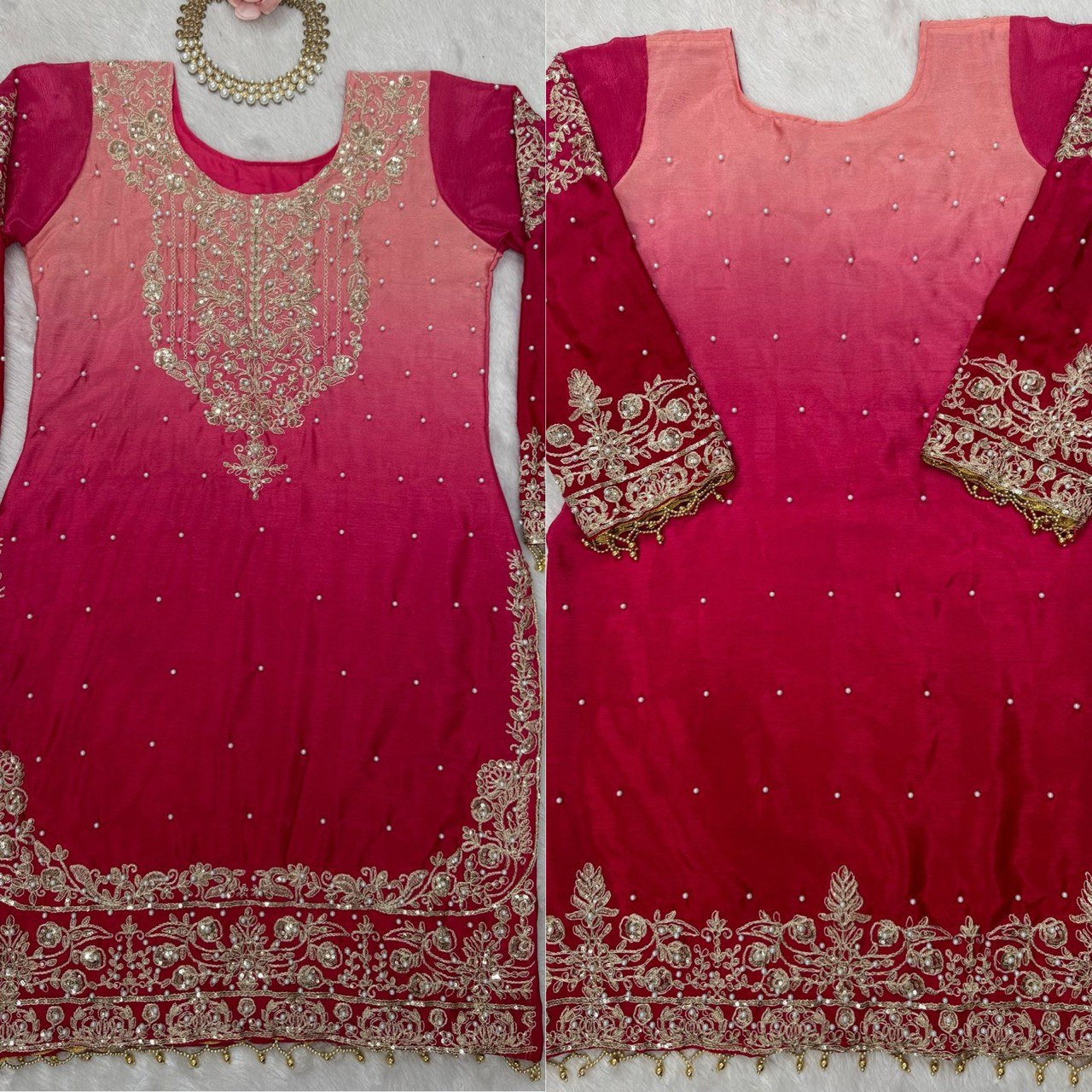 Elegant Heavy Chinon Designer Suit with Sharara & Dupatta
