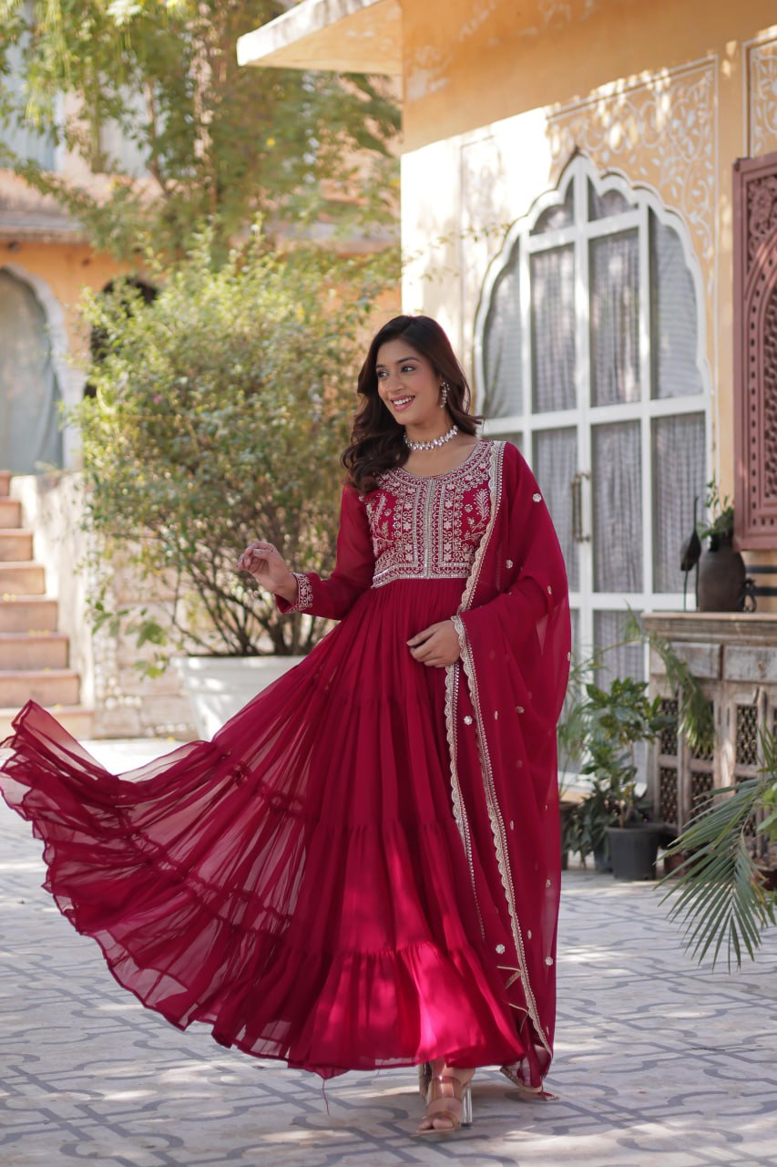 Premium Designer Readymade Gown with Dupatta Set