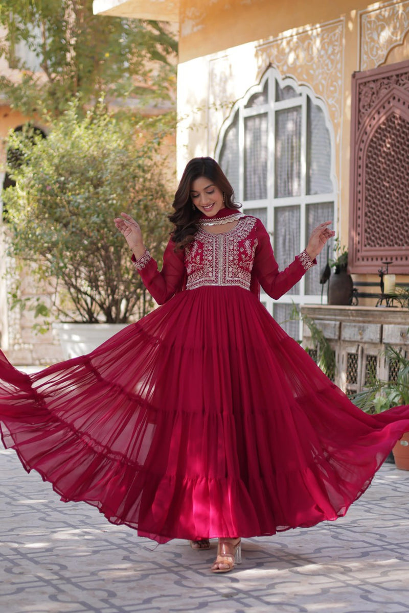 Premium Designer Readymade Gown with Dupatta Set