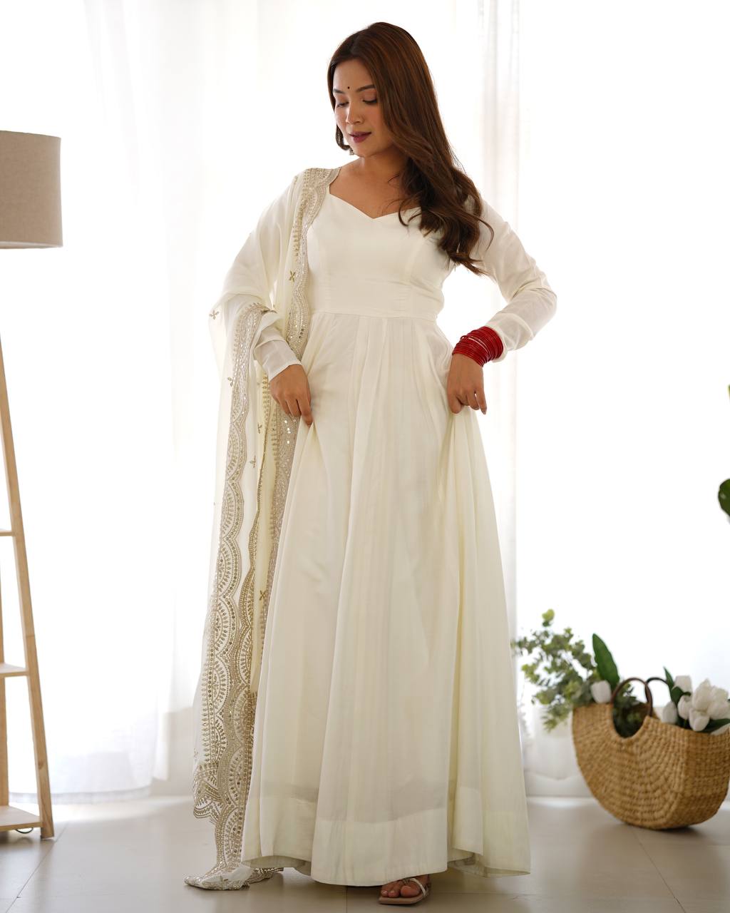 Premium Romansilk Chanderi Anarkali Gown Set