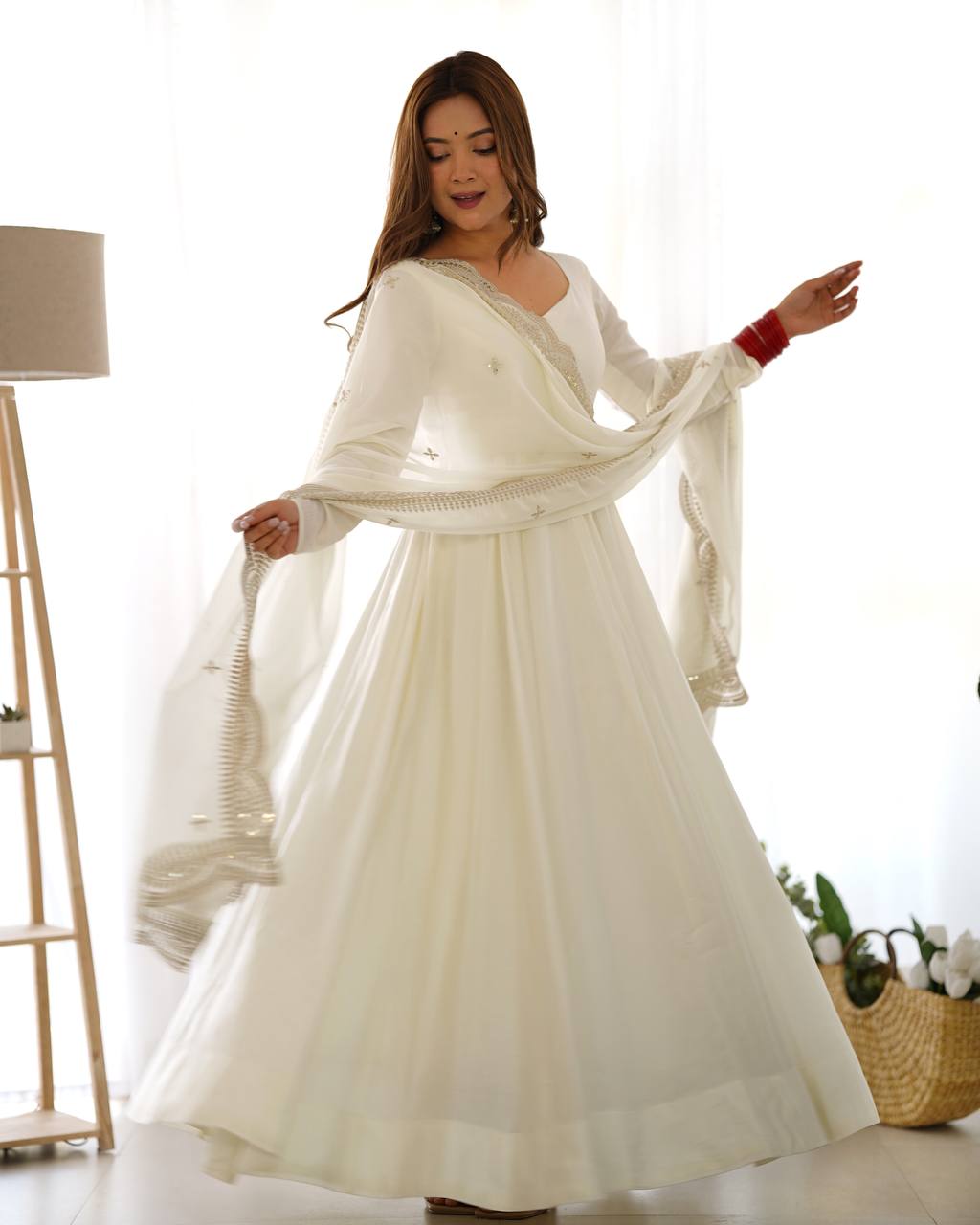 Premium Romansilk Chanderi Anarkali Gown Set