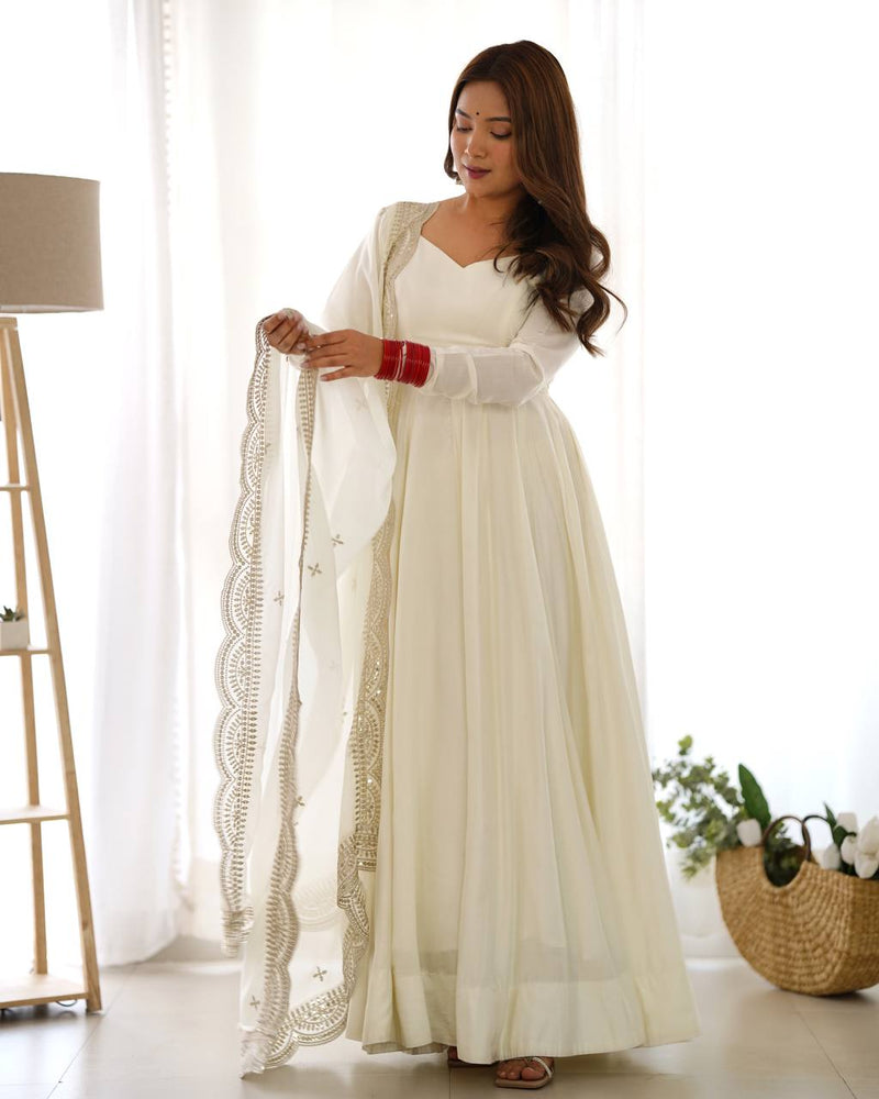 Premium Romansilk Chanderi Anarkali Gown Set