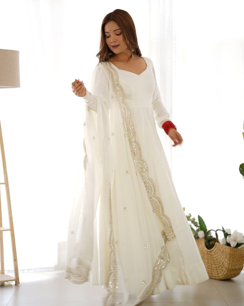Premium Romansilk Chanderi Anarkali Gown Set