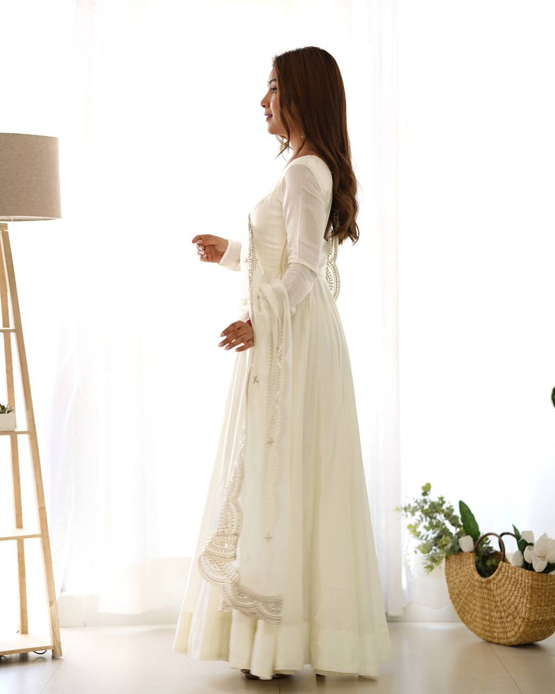 Premium Romansilk Chanderi Anarkali Gown Set
