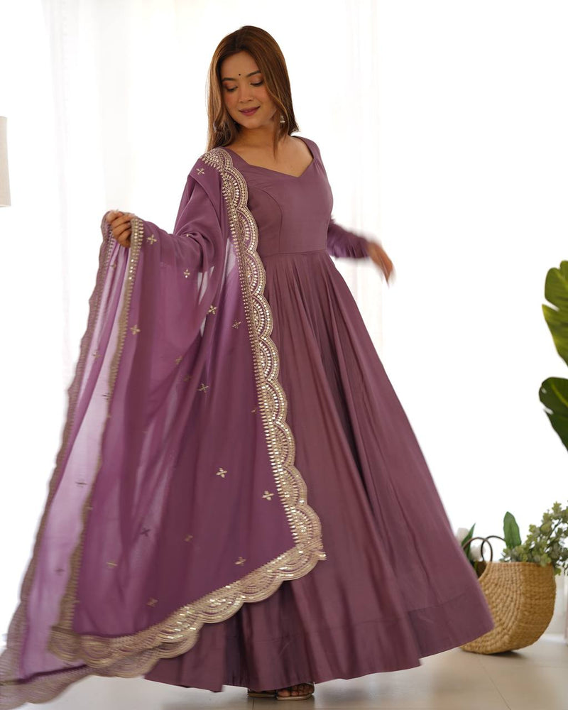Premium Romansilk Chanderi Anarkali Gown Set