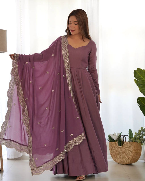 Premium Romansilk Chanderi Anarkali Gown Set