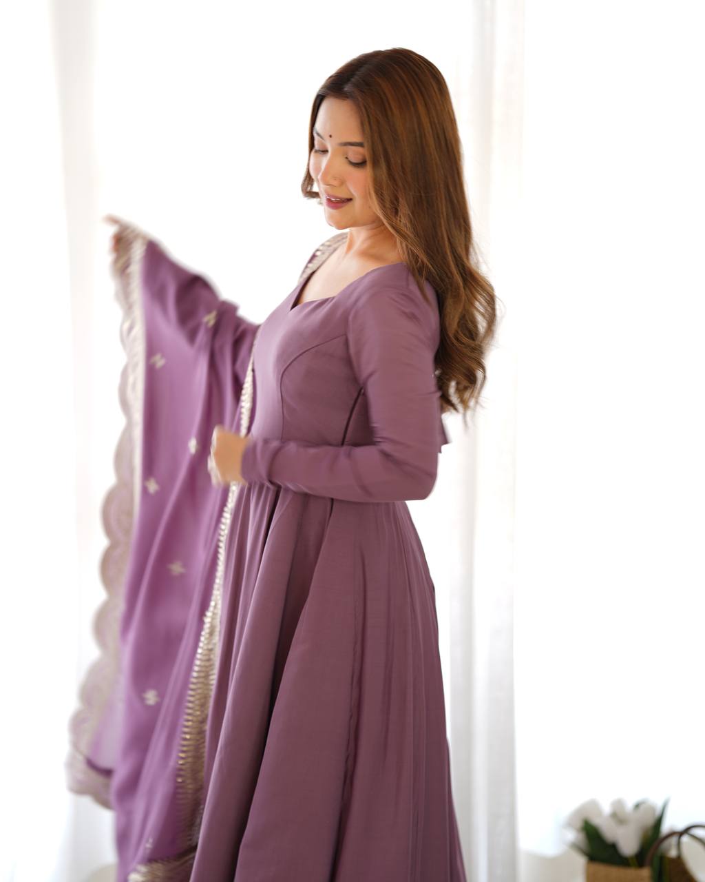 Premium Romansilk Chanderi Anarkali Gown Set