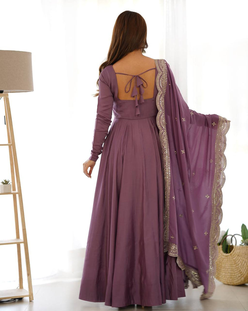 Premium Romansilk Chanderi Anarkali Gown Set