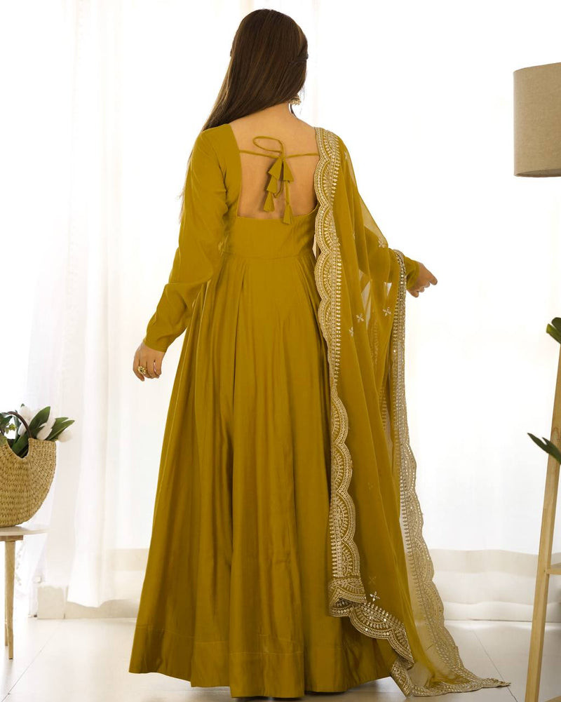 Premium Romansilk Chanderi Anarkali Gown Set