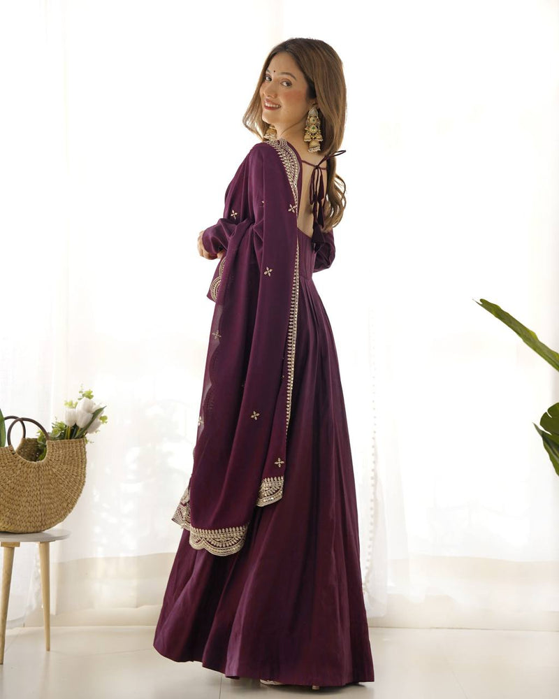 Premium Romansilk Chanderi Anarkali Gown Set