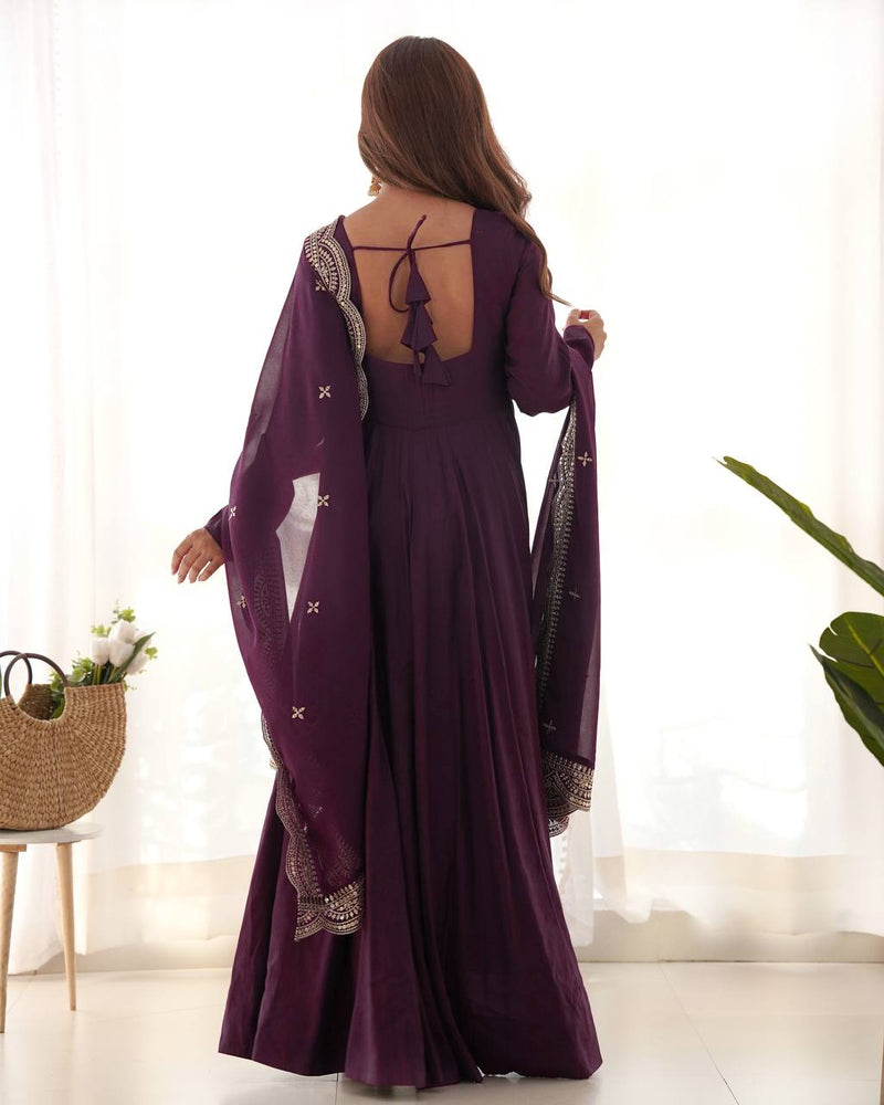 Premium Romansilk Chanderi Anarkali Gown Set
