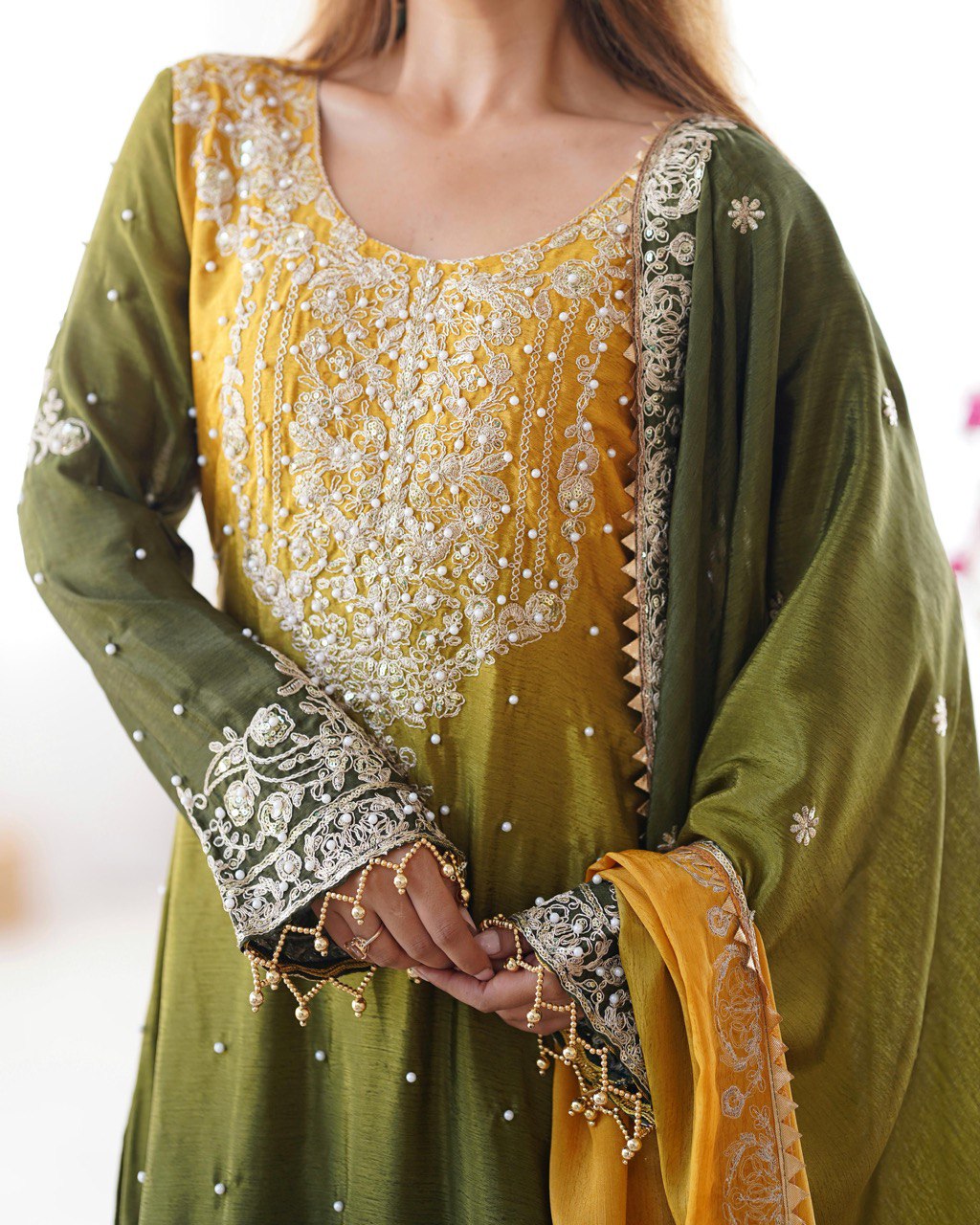 Elegant Heavy Chinon Designer Suit with Sharara & Dupatta