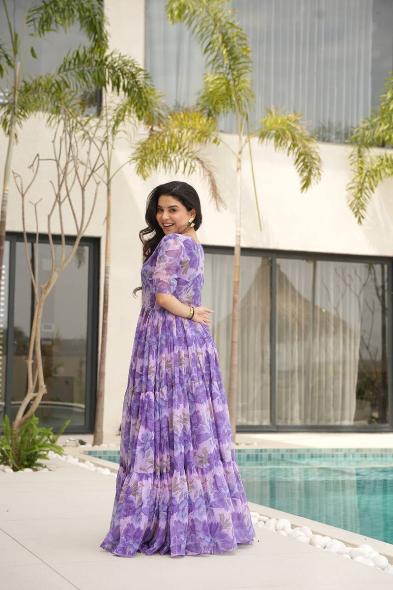 Premium Readymade Flair Gown – Faux Georgette | 12 Mtr Flair | Sizes M to XXL