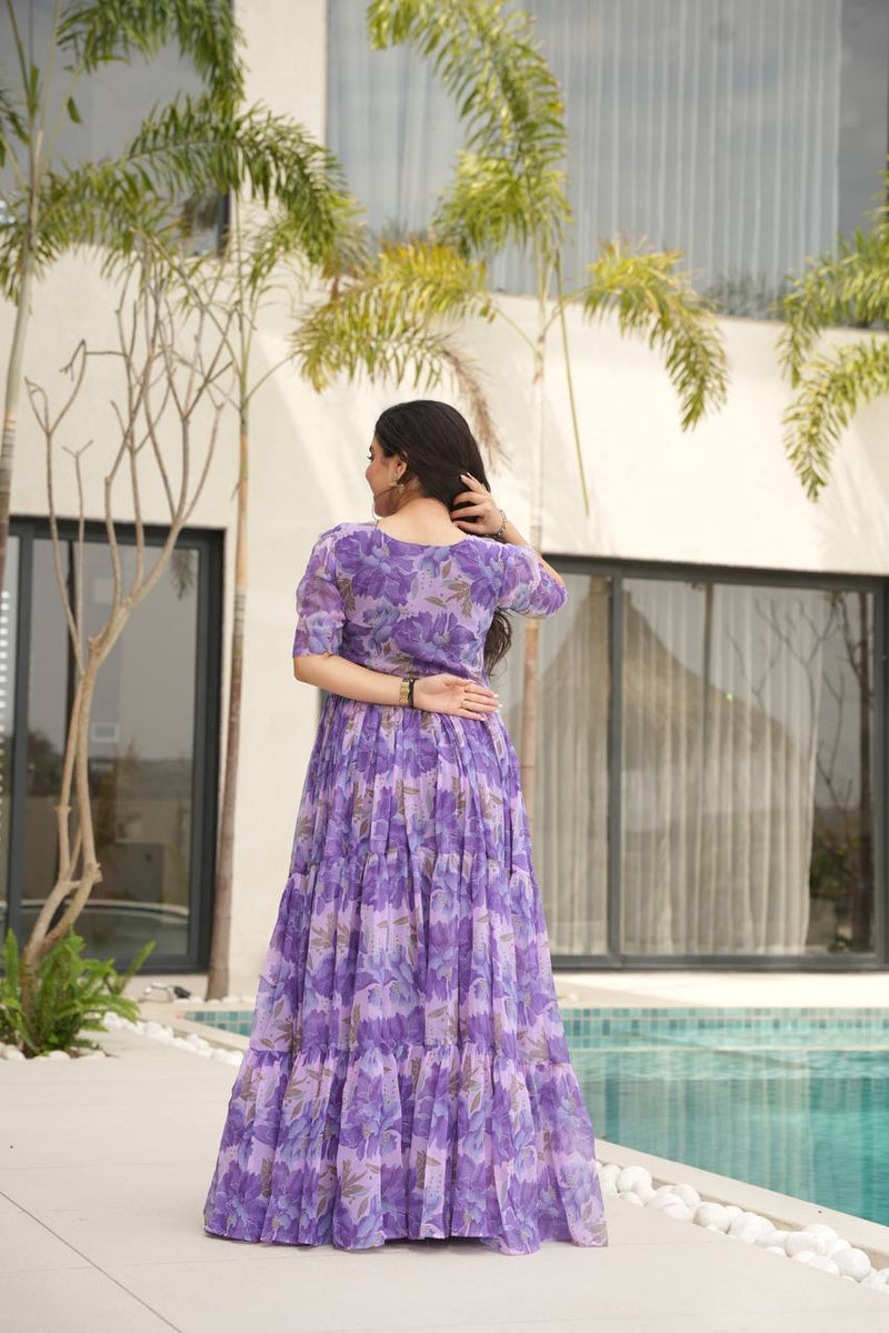 Premium Readymade Flair Gown – Faux Georgette | 12 Mtr Flair | Sizes M to XXL