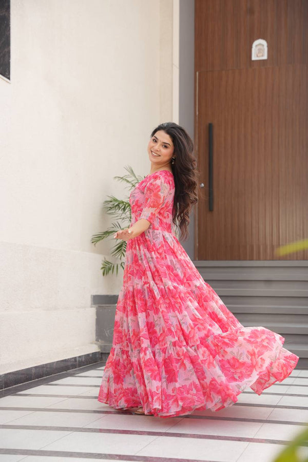 Premium Readymade Flair Gown – Faux Georgette | 12 Mtr Flair | Sizes M to XXL