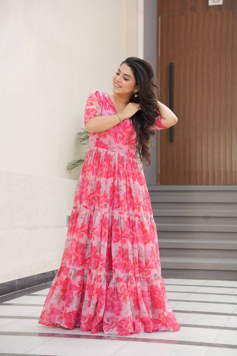 Premium Readymade Flair Gown – Faux Georgette | 12 Mtr Flair | Sizes M to XXL