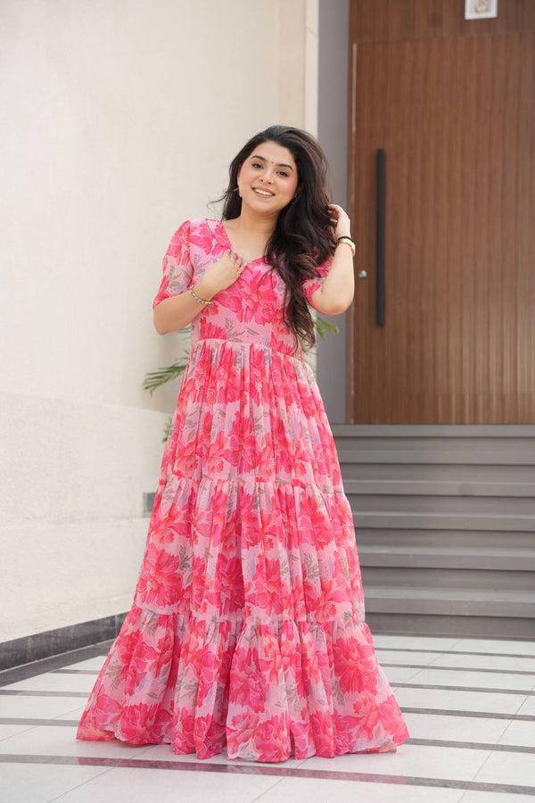 Premium Readymade Flair Gown – Faux Georgette | 12 Mtr Flair | Sizes M to XXL