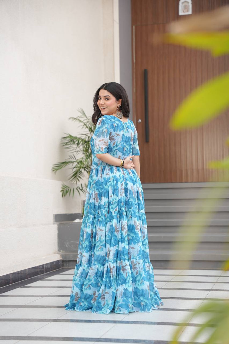 Premium Readymade Flair Gown – Faux Georgette | 12 Mtr Flair | Sizes M to XXL