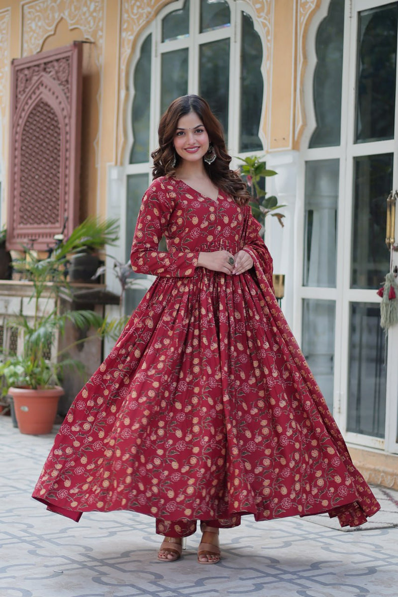 Premium Pure Cotton Suit Set – Top, Bottom & Dupatta