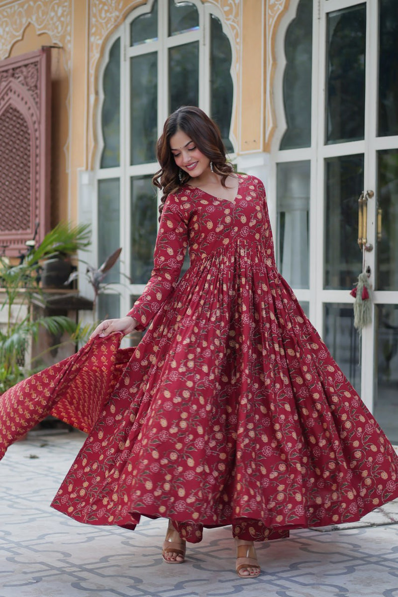 Premium Pure Cotton Suit Set – Top, Bottom & Dupatta