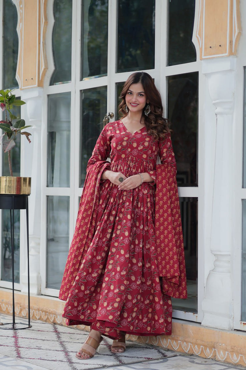 Premium Pure Cotton Suit Set – Top, Bottom & Dupatta