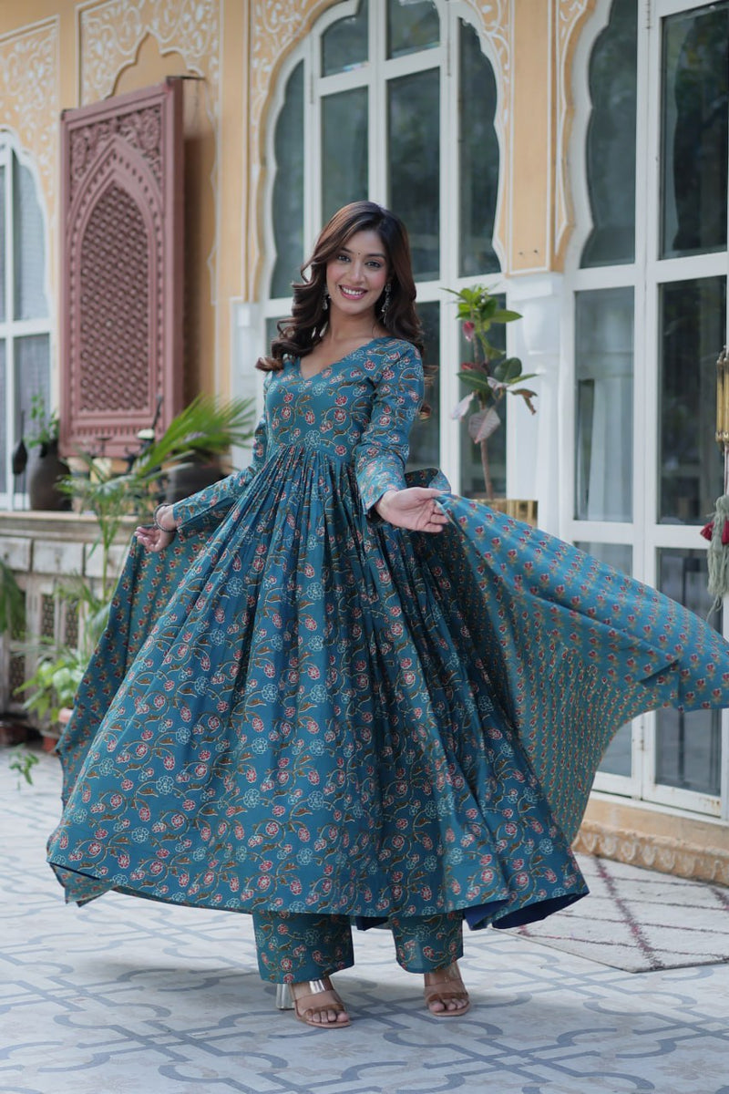 Premium Pure Cotton Suit Set – Top, Bottom & Dupatta