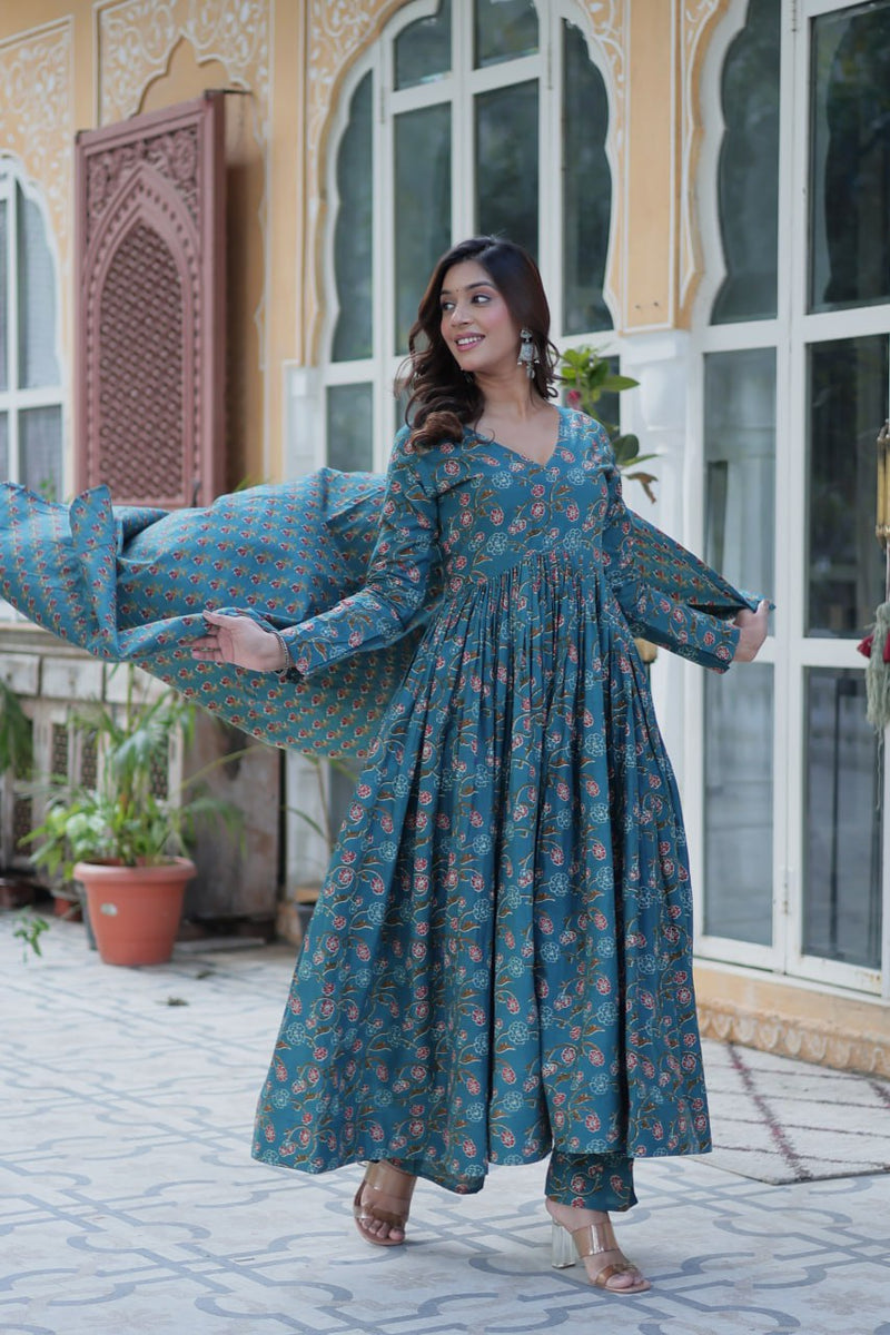 Premium Pure Cotton Suit Set – Top, Bottom & Dupatta