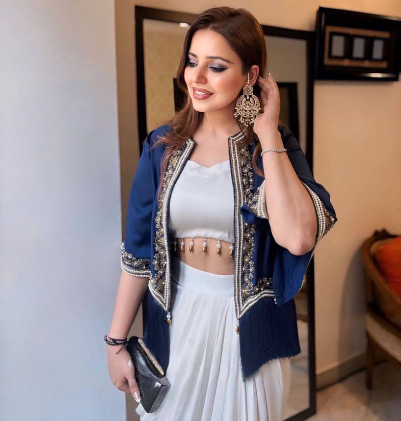 New 3-Piece Western Draped Dhoti Set with Koti