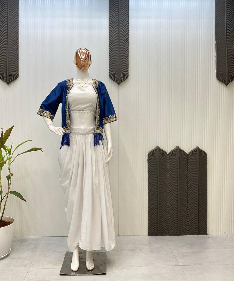 New 3-Piece Western Draped Dhoti Set with Koti