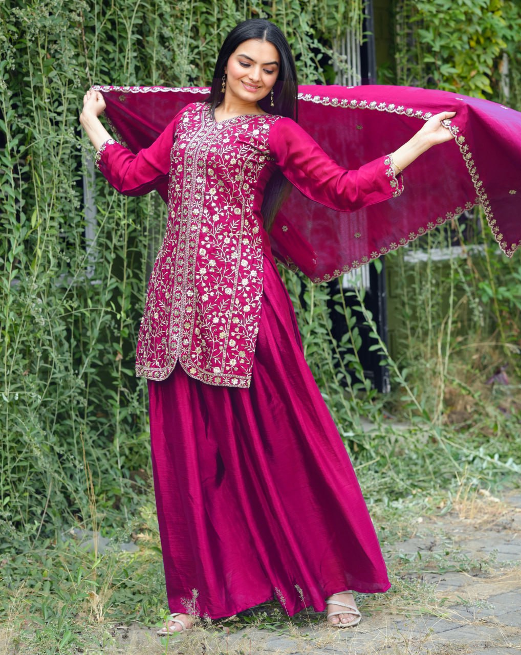 Chinon Embroidered Sharara Set