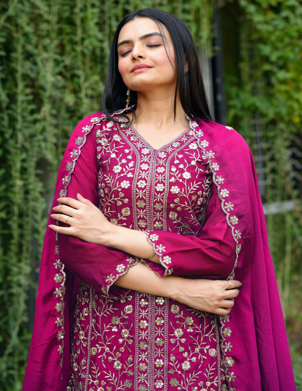 Chinon Embroidered Sharara Set