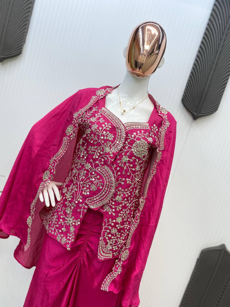 New 3-Piece Indo-Western Dhoti Set with Long Blouse & Koti