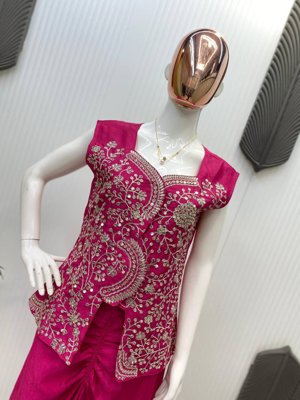 New 3-Piece Indo-Western Dhoti Set with Long Blouse & Koti