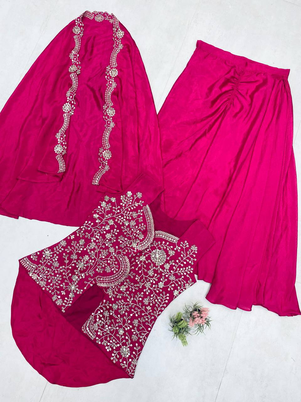 New 3-Piece Indo-Western Dhoti Set with Long Blouse & Koti