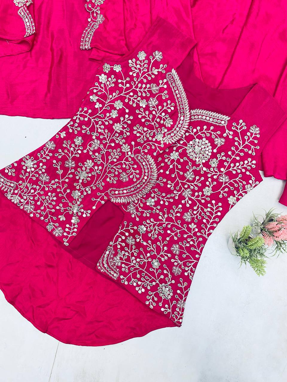 New 3-Piece Indo-Western Dhoti Set with Long Blouse & Koti